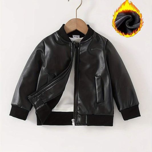 Classic leather jacket for boys, stylish and durable design, perfect for all seasons, made from high-quality material.