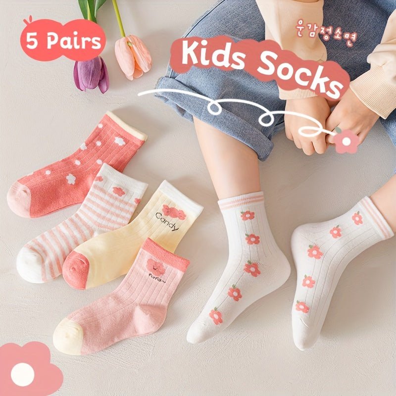 Fun And Funky Girls' Sock Set Five Pairs For Mix And Match - BabyHaven