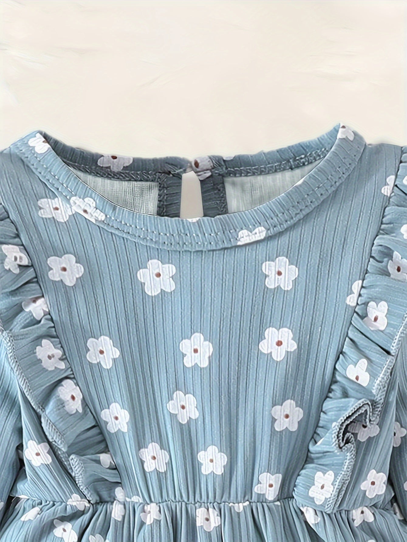 Girls' Long Sleeve Floral Romper with Crew Neck Casual Style - BabyHaven