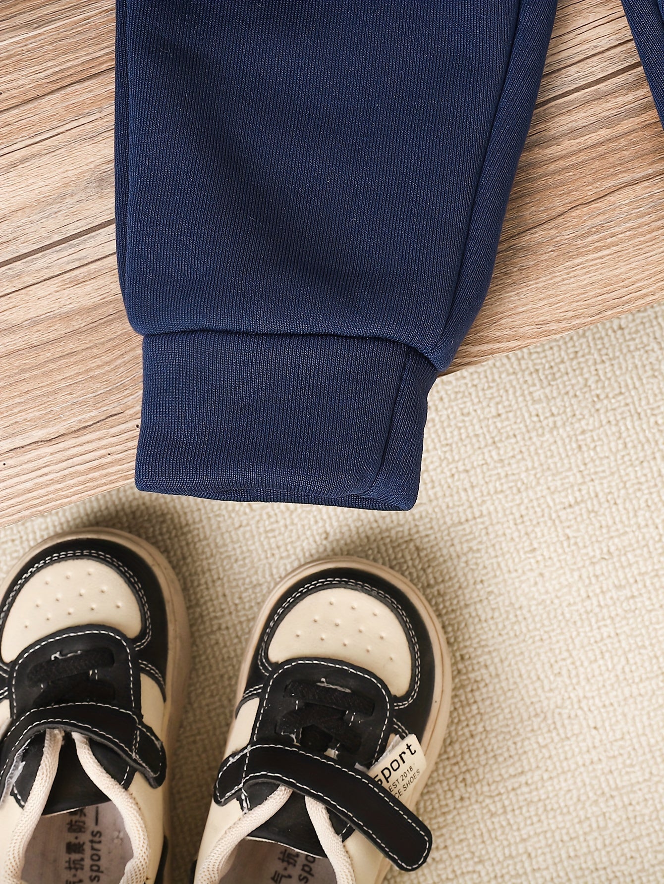 Baby Boy White Letter Print + Dark Blue Long - sleeved Sweatshirt + Casual Pants & Baby Boy Warm Two - piece Suit - BabyHaven