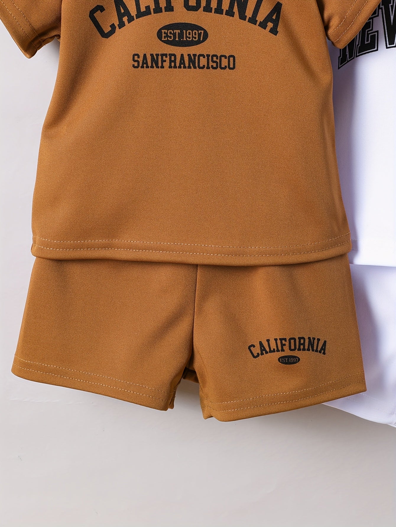 Years Old Multi Piece Comfortable Casual Round Neck Letter Print Short Sleeved T-Shirt and Shorts Set for Outdoor Streetwear - BabyHaven