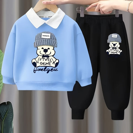 Cool Boy Set With Blue Sweater And Black Pants Combo