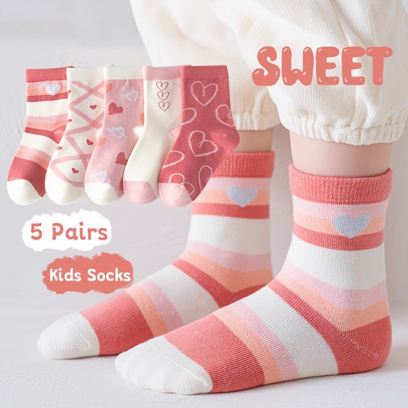 Fun And Funky Girls' Sock Set Five Pairs For Mix And Match - BabyHaven