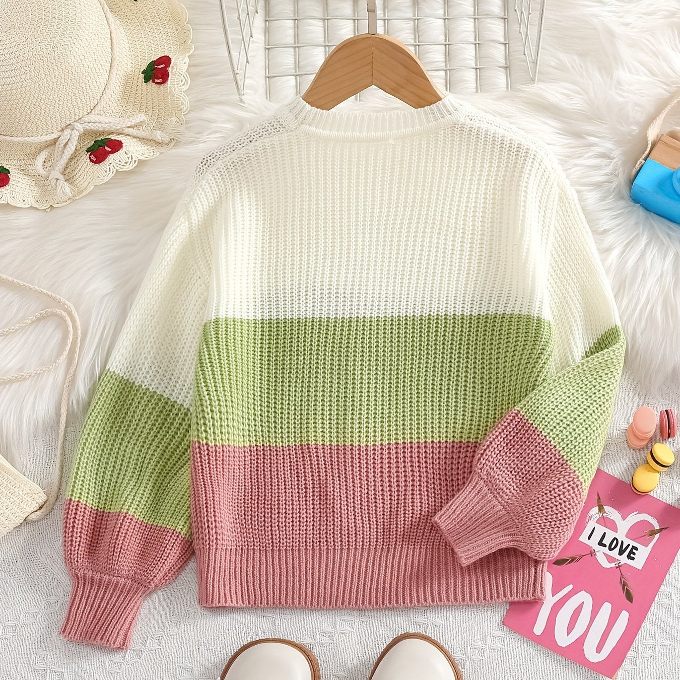 Cozy Striped Sweater in Pink, White, and Brown Fashion