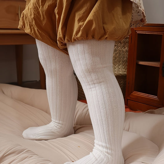 Baby's Solid Color Ribbed Leggings Versatile Pantyhose Set - BabyHaven