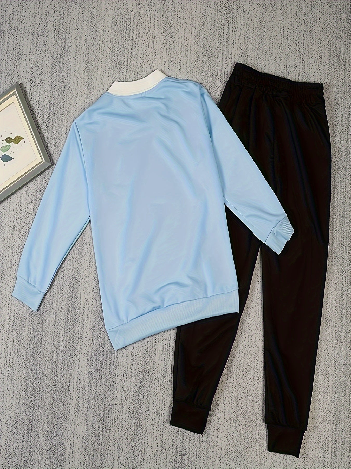 Cool Boy Set With Blue Sweater And Black Pants Combo