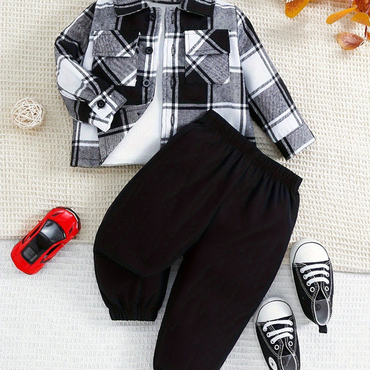 Fashionable 2 - Piece Set With Checkered Blouse For Kids - BabyHaven