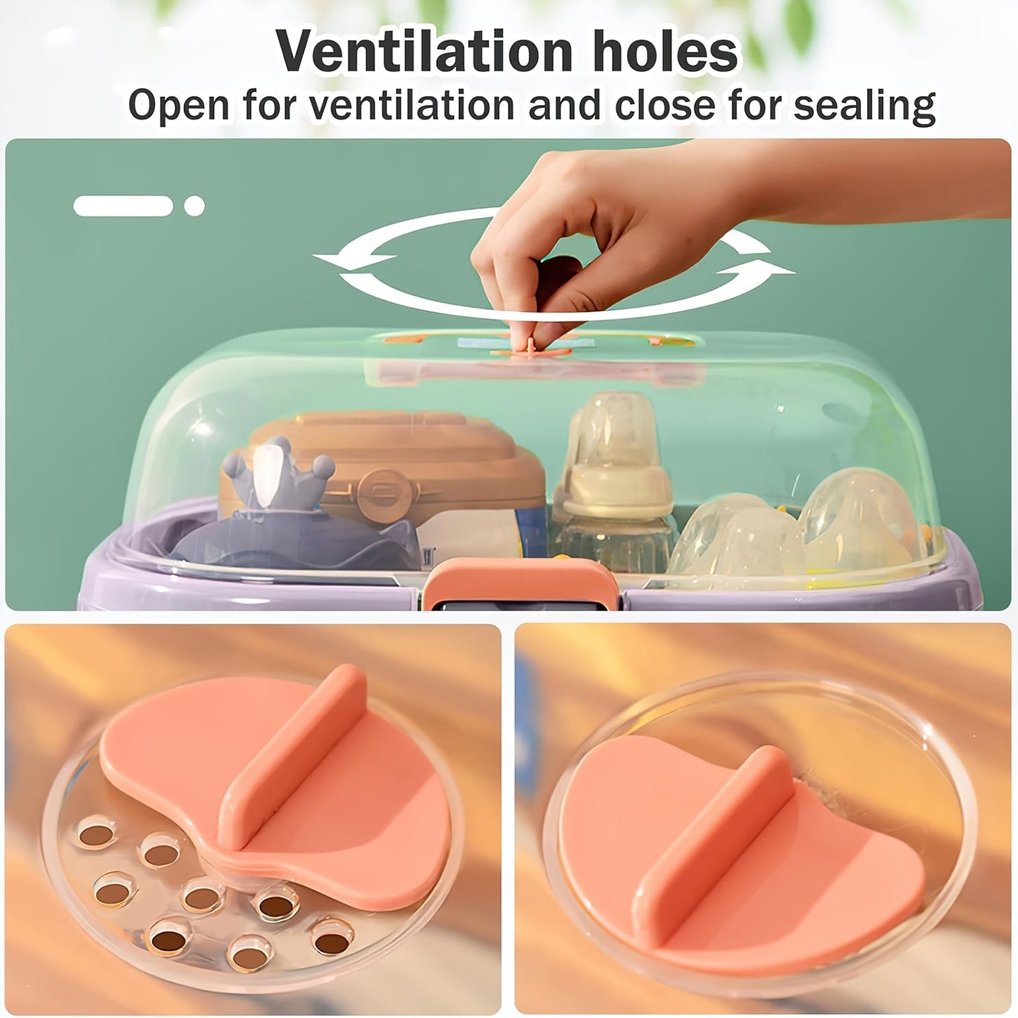 Spacious drying rack with ventilation holes for efficient laundry drying.