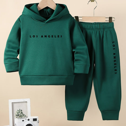 Boys Cozy Fleece Lined Hoodie and Joggers Set with Cartoon Animal Print Casual Machine Washable Outfit for Winter Perfect for Outdoor - BabyHaven