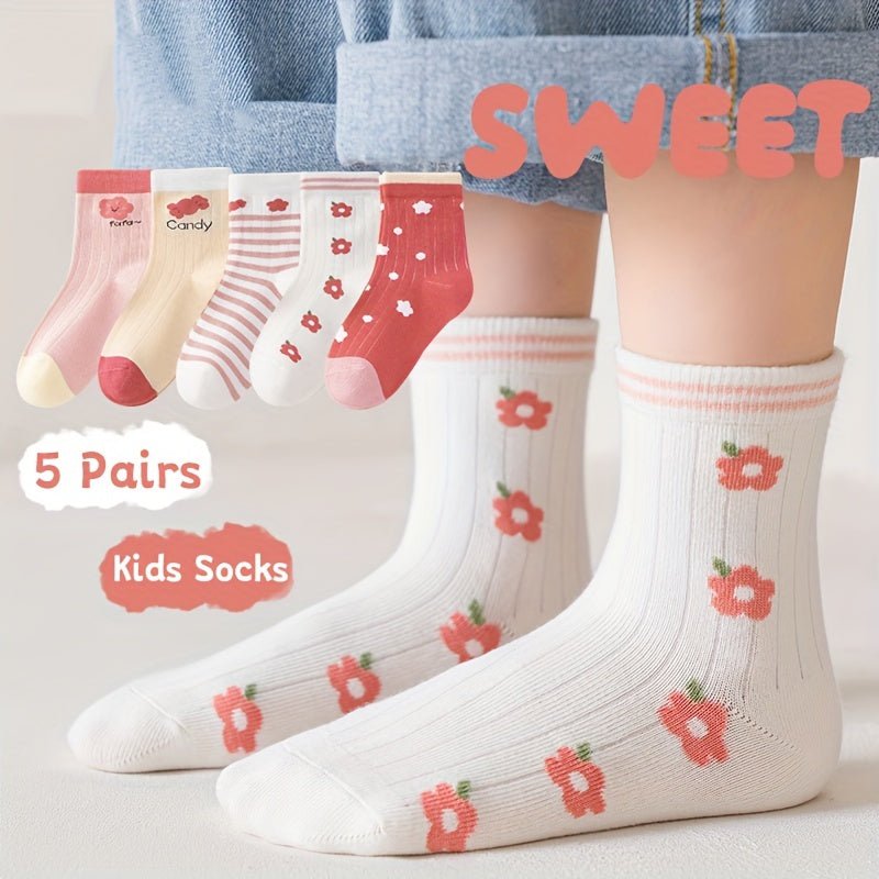 Fun And Funky Girls' Sock Set Five Pairs For Mix And Match - BabyHaven