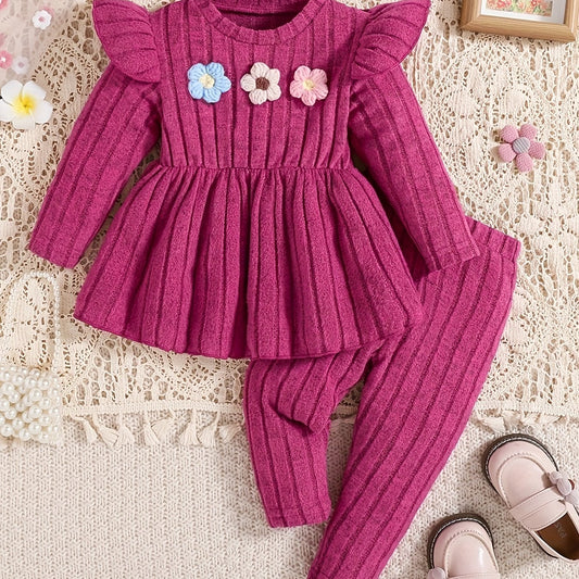 Adorable Rib - Knit Outfit for Girls Stylish Two - Piece Set - BabyHaven
