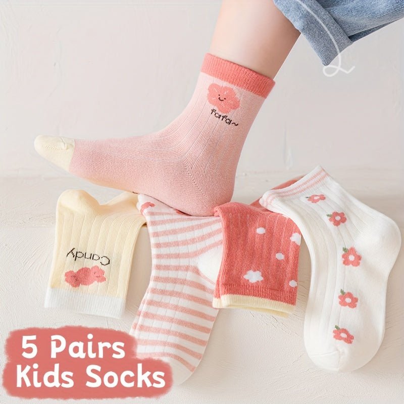 Fun And Funky Girls' Sock Set Five Pairs For Mix And Match - BabyHaven