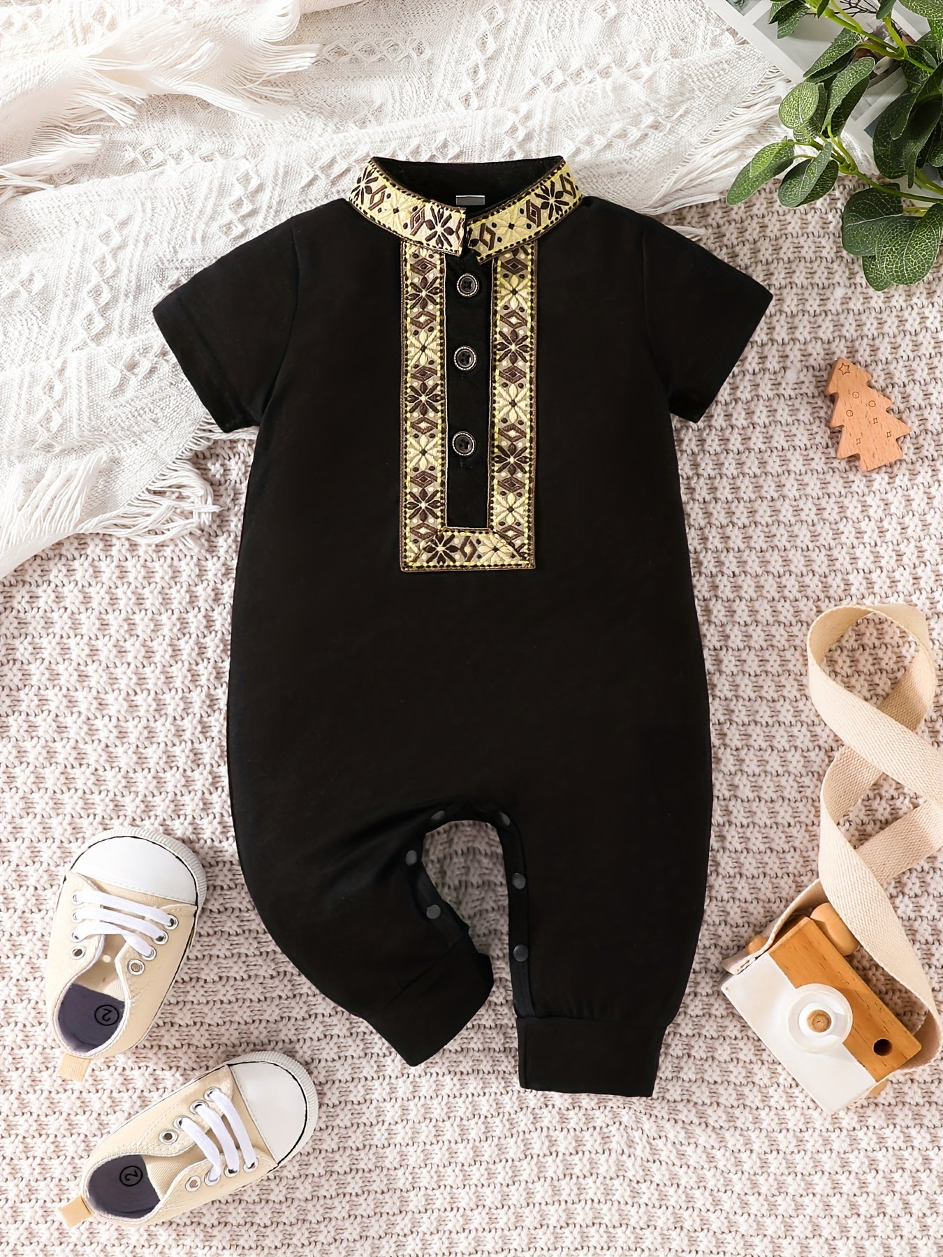 Eid Al-Adha Baby Boy's Floral Casual Jumpsuit Outfit