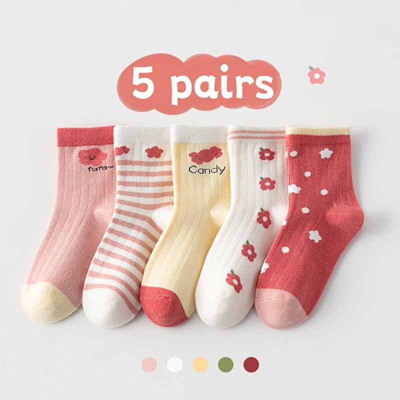 Fun And Funky Girls' Sock Set Five Pairs For Mix And Match - BabyHaven