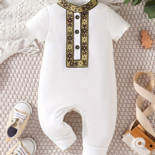 Eid Al-Adha Baby Boy's Floral Casual Jumpsuit Outfit