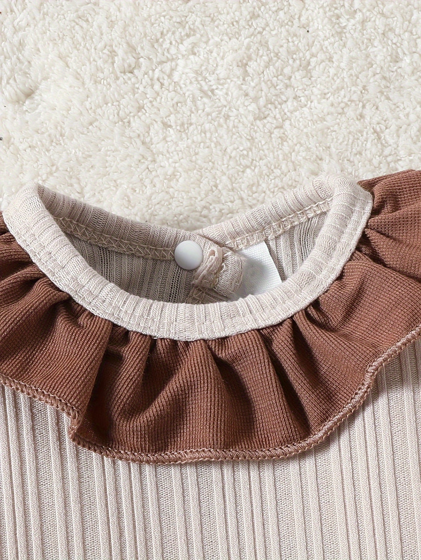 Adorable Two - Piece Ruffled Collar Bodysuit And Overalls Set - BabyHaven