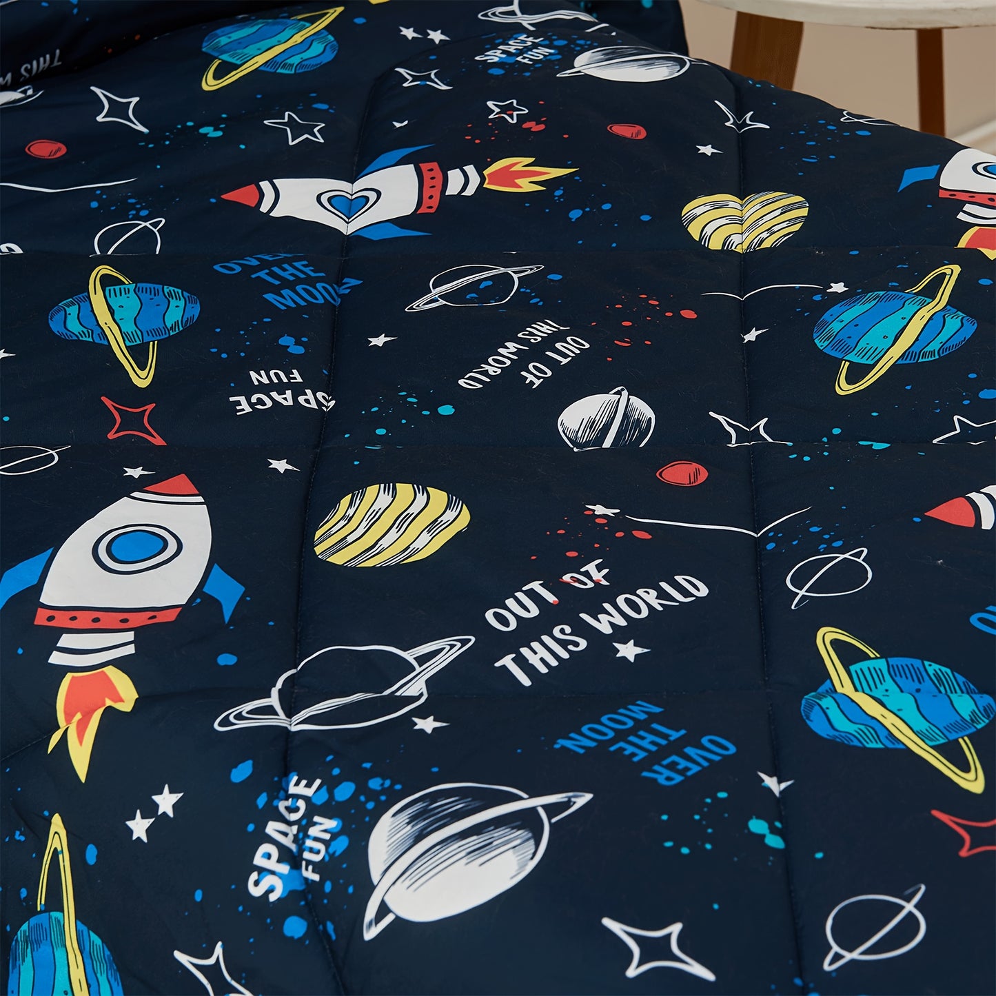 4pcs printed space ship toddler bedding set unisex