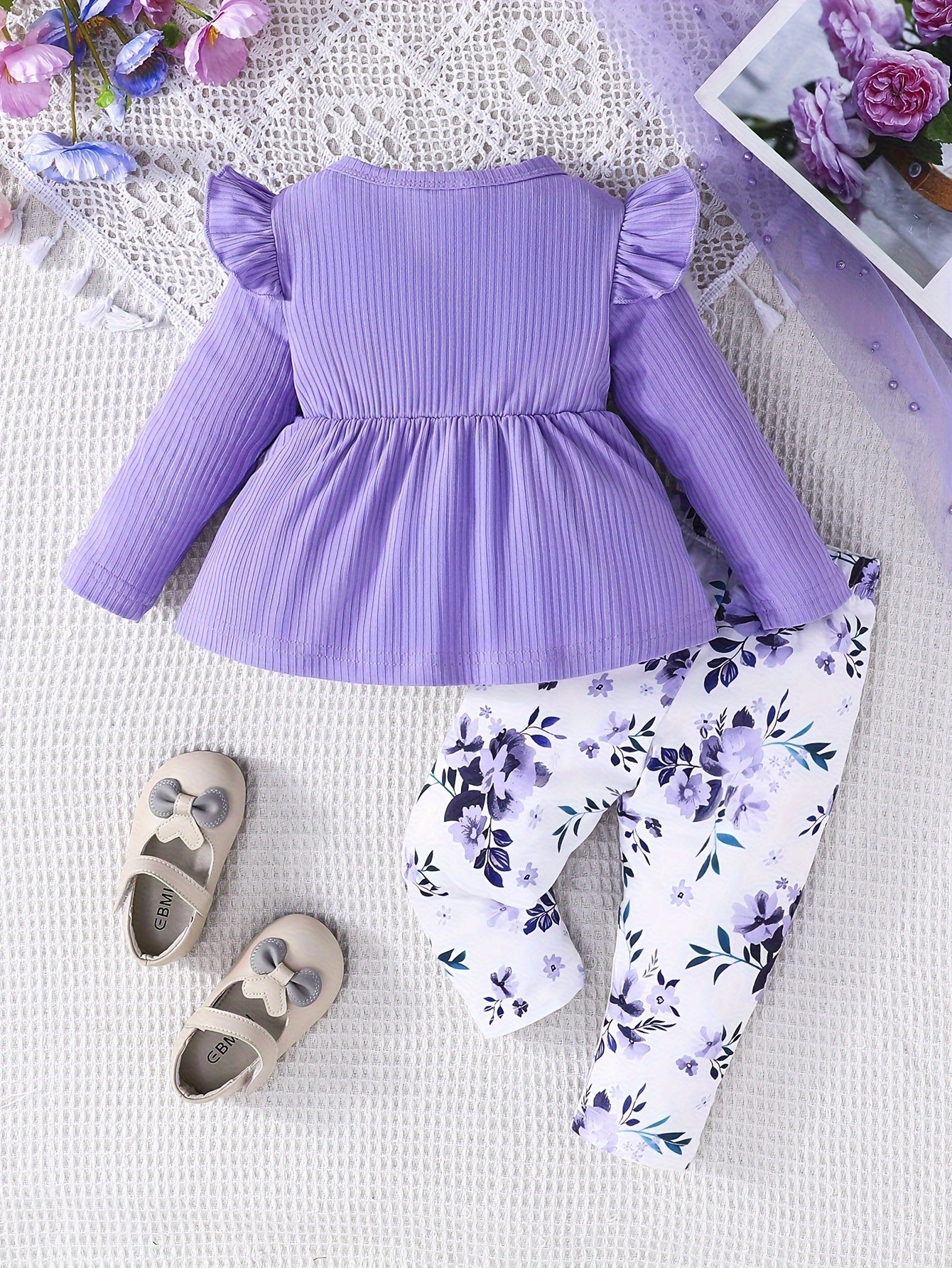 Stylish Two - Piece Set With Floral Pants For Girls - BabyHaven