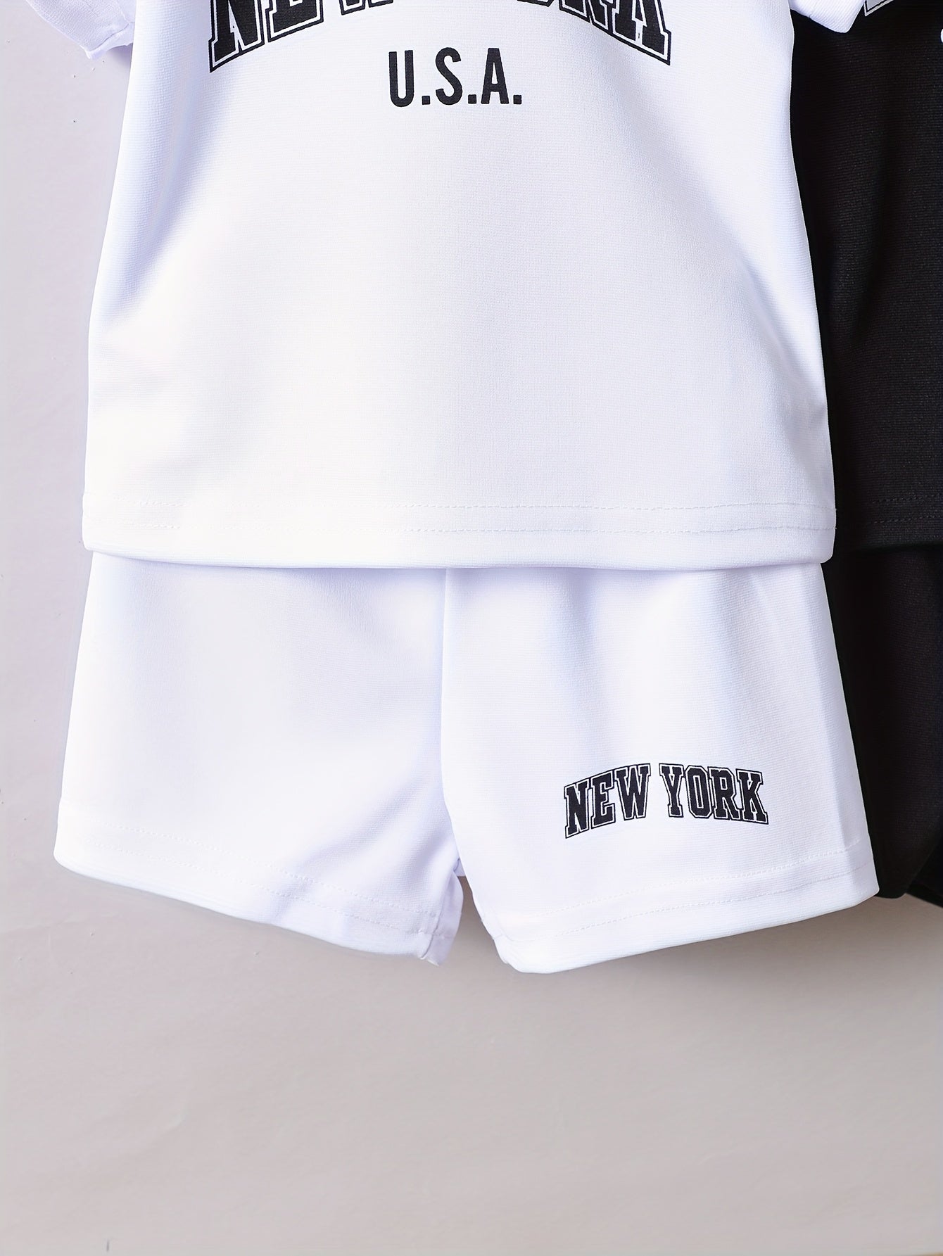 Years Old Multi Piece Comfortable Casual Round Neck Letter Print Short Sleeved T-Shirt and Shorts Set for Outdoor Streetwear - BabyHaven