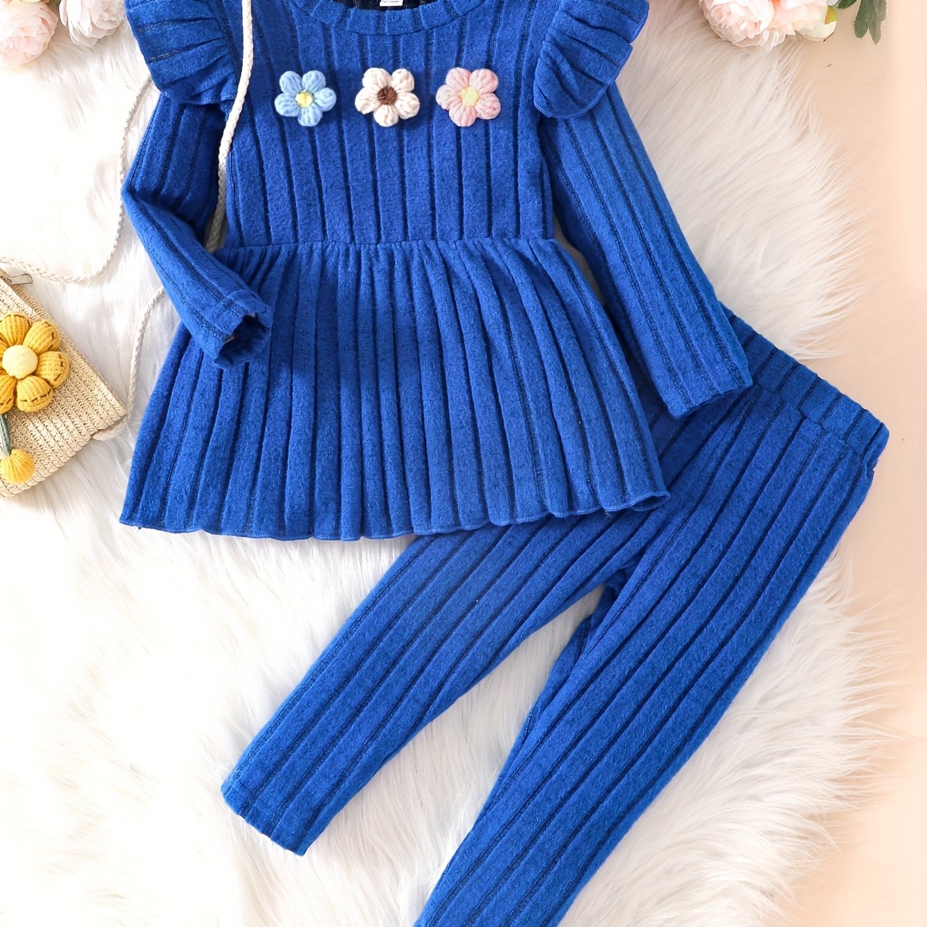 Adorable Rib-Knit Outfit for Girls Stylish Two-Piece Set