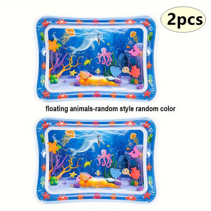 Water play mat for babies with floating toys, 2-piece set.