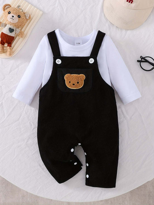 Playful bears cozy baby suit with fun bear design, perfect for fall and winter.