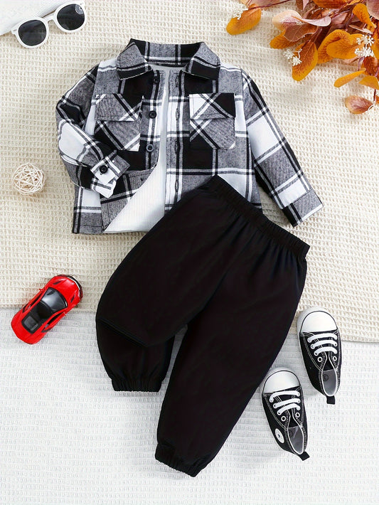 Fashionable 2-Piece Set With Checkered Blouse For Kids