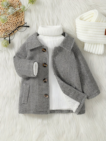 Stylish Jacket With Striped Wool Design For Kids Winter Coat