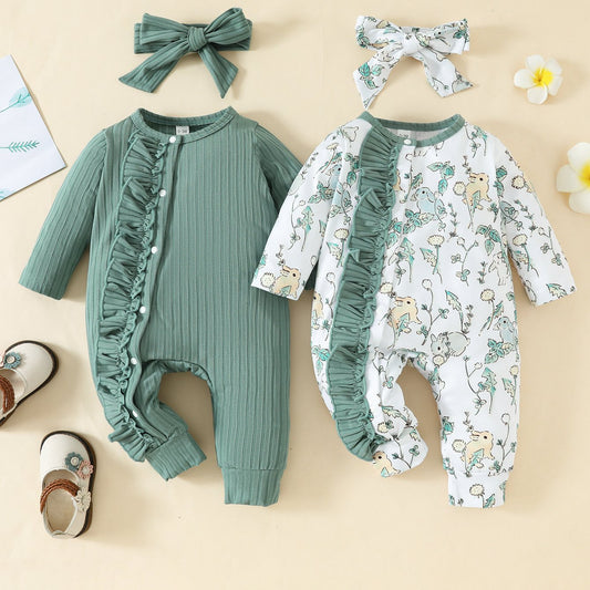 2 Piece Rompers With Headscarf for Baby Girls 0 - 3 Years - BabyHaven