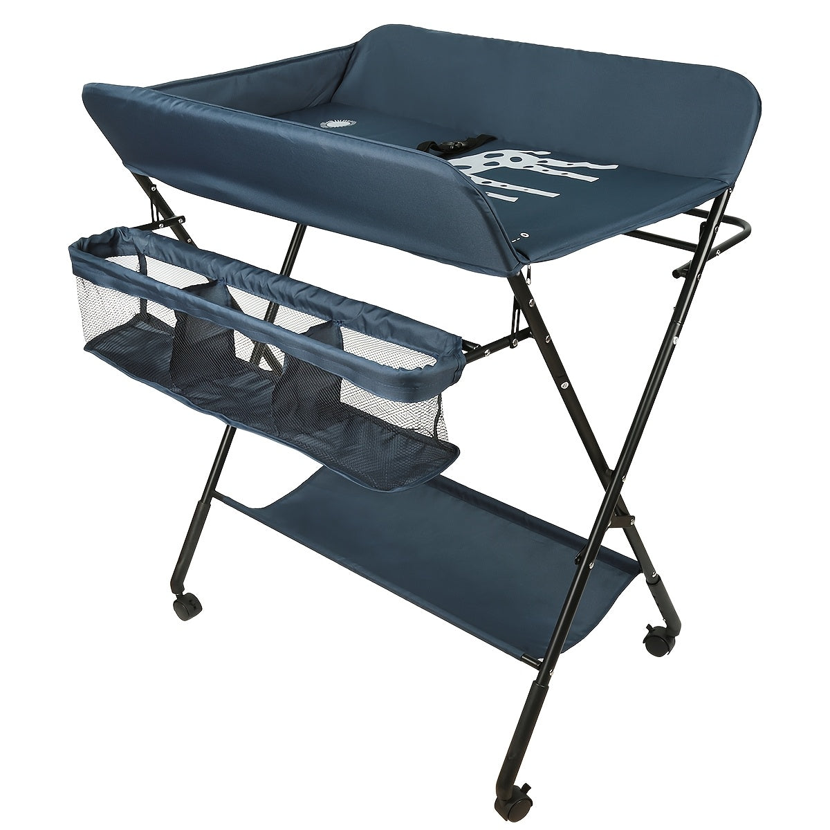 Adjustable Changing Table With Storage Basket And Wheels