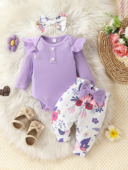 Cozy And Cute 3-Piece Blend Baby Set With Stylish Headband