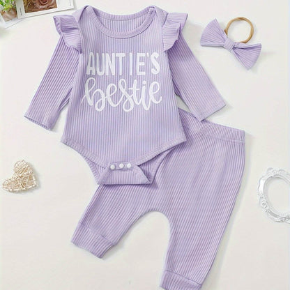 Auntie's Bestie cute cotton set, showcasing best friend vibes in lilac.