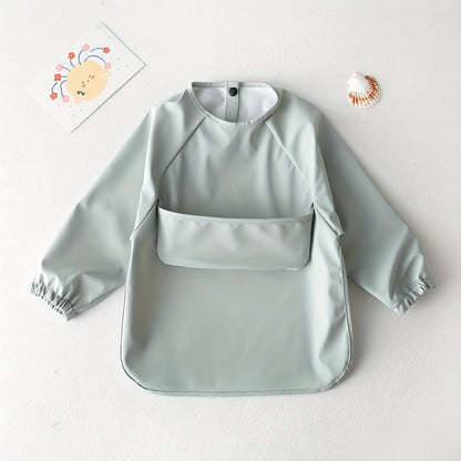 Easy Clean Long-Sleeved PU Feeding Bib for Mess-Free Meals