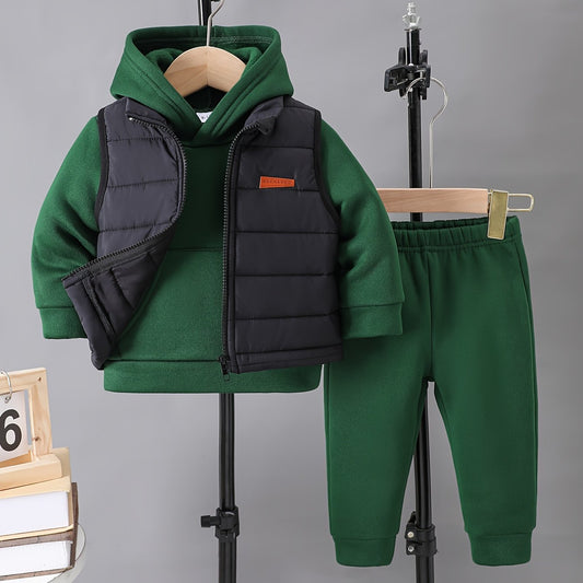 Three-Piece Set For Boys In Grey And Black Outfit