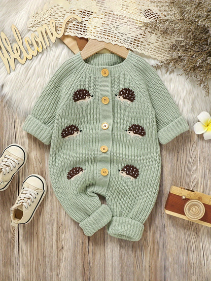 Infant And Toddler Knitted Hedgehog Pattern Body Suit Cozy