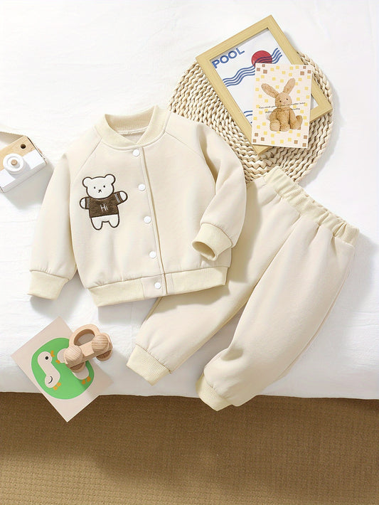 2pcs Baby Boy's Varsity Jacket & Pants Set for Kids Style