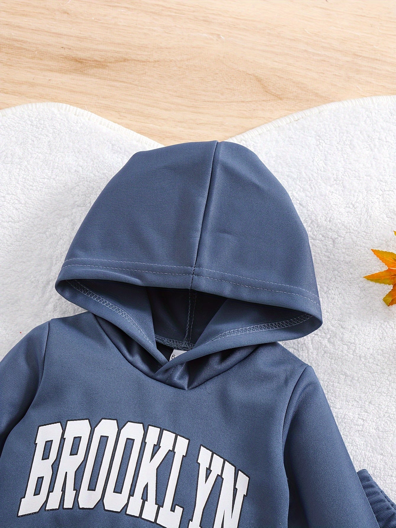 0-3 Years Old Two-piece European and American Fashion Boy's Baby Blue Letter Print Hoodie Suit