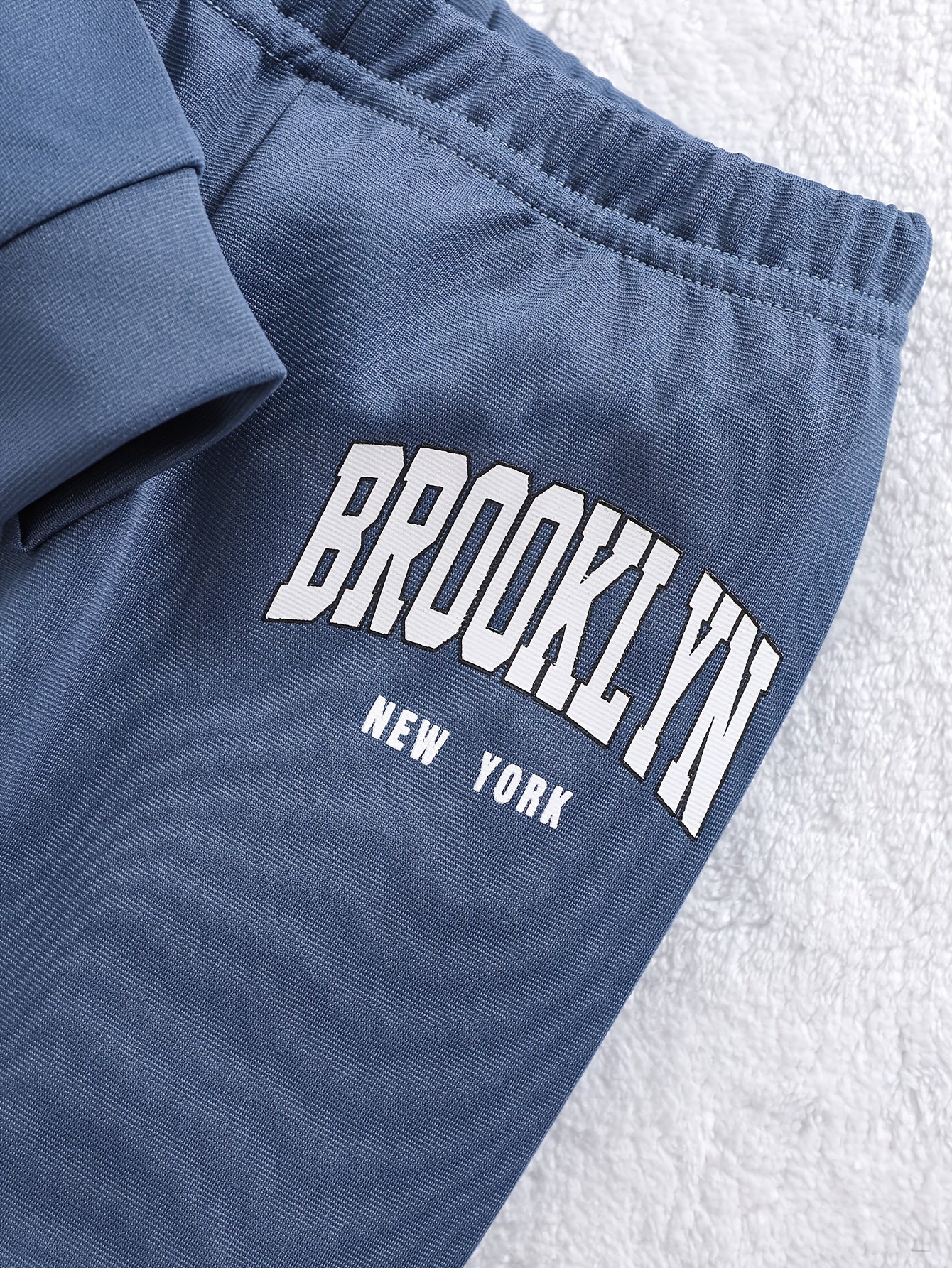 0-3 Years Old Two-piece European and American Fashion Boy's Baby Blue Letter Print Hoodie Suit