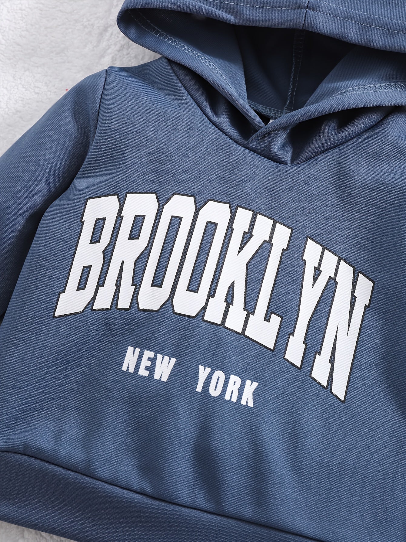 0-3 Years Old Two-piece European and American Fashion Boy's Baby Blue Letter Print Hoodie Suit