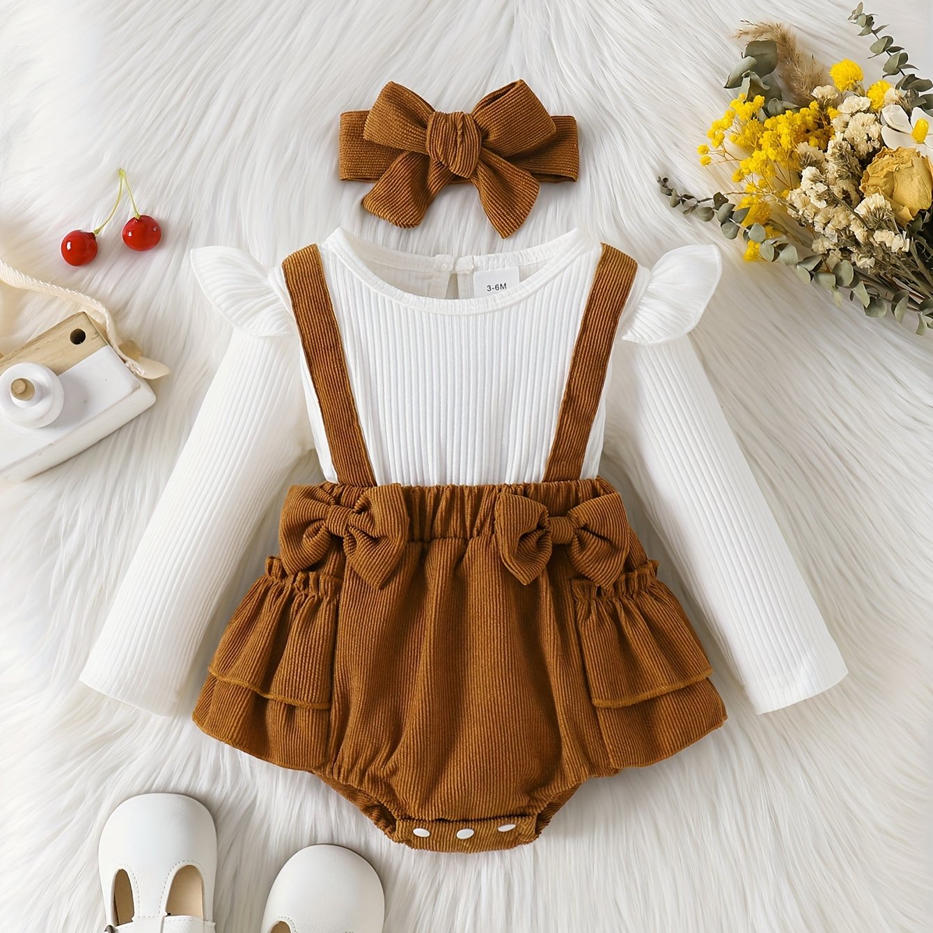 Classic Cuteness Adorable Outfit With White And Brown Dress