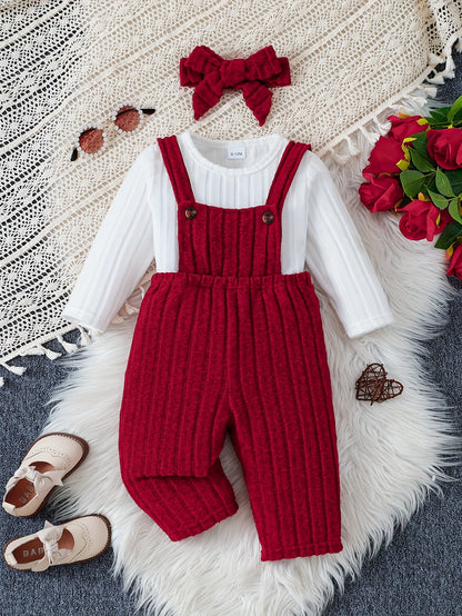 Adorable Autumn & Winter Three-Piece Set For Girls Cozy Outfit