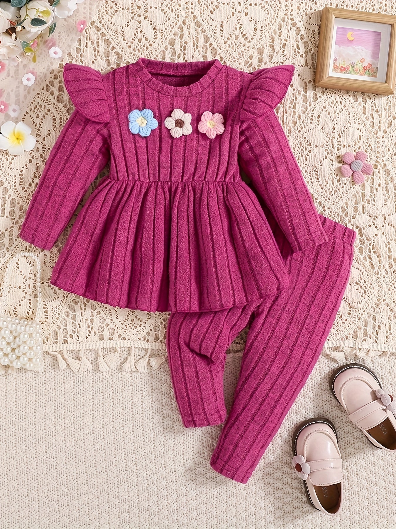 Adorable Rib-Knit Outfit for Girls Stylish Two-Piece Set