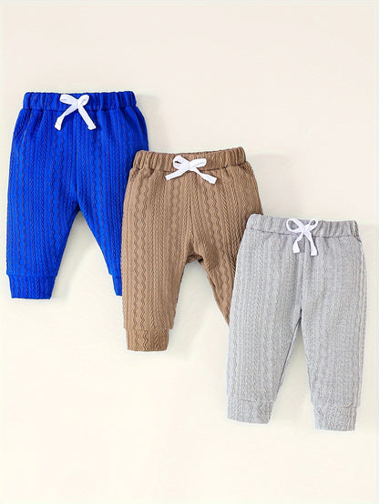 Men's Autumn and Winter Knitted Jacquard Plain Color Trousers