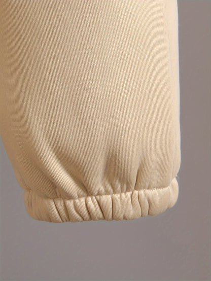 Men's Toddler Autumn and Winter Casual 3 Piece Set Beige Zip Up Hoodie Vest Long Sleeve Sweatpants with M Logo Polyester Blend Knit Fabric Stylish Toddler Outfit