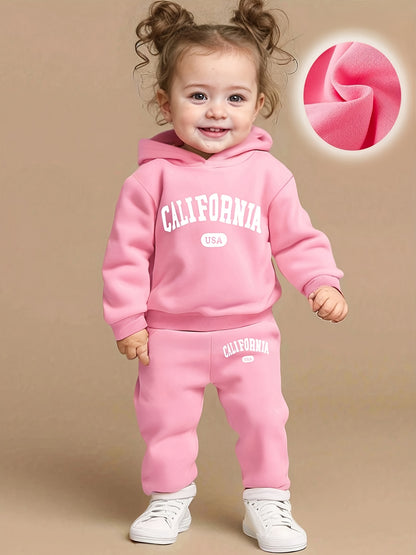 Trendy Autumn & Winter Hoodie Set For Baby Girls Outfit