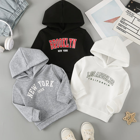 Set of 3 Hooded Sweatshirts with New York Brooklyn Los Angeles Prints - BabyHaven