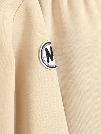 Men's Toddler Autumn and Winter Casual 3 Piece Set Beige Zip Up Hoodie Vest Long Sleeve Sweatpants with M Logo Polyester Blend Knit Fabric Stylish Toddler Outfit