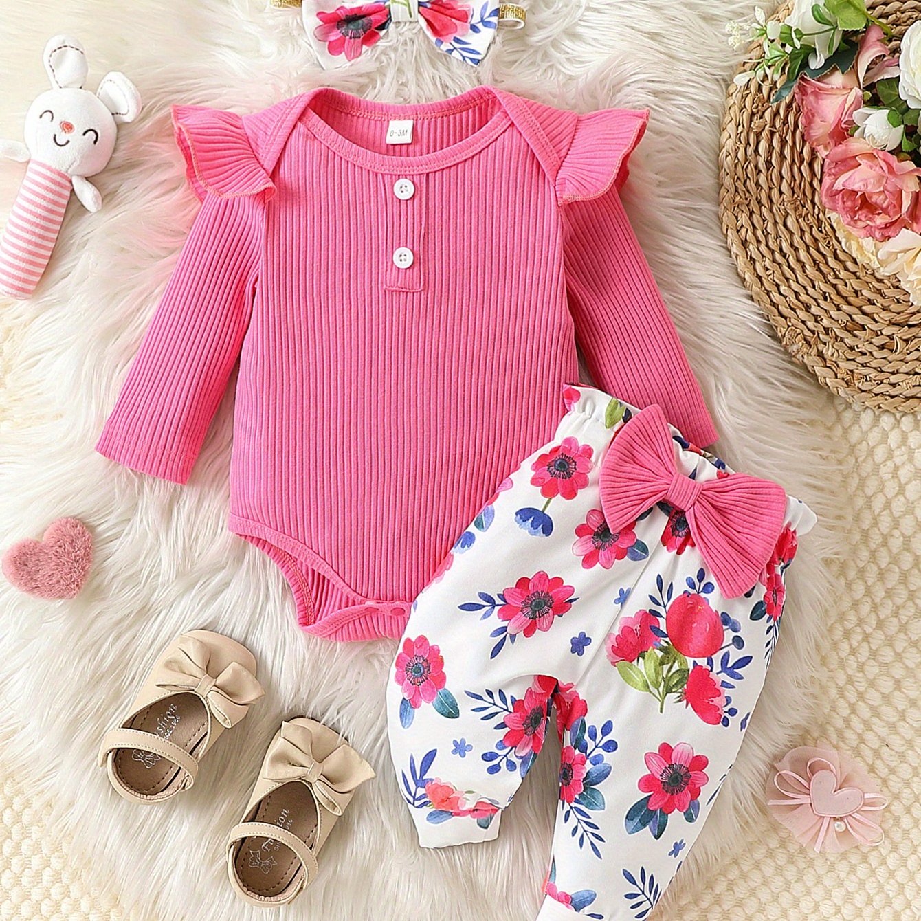 Cozy And Cute 3-Piece Blend Baby Set With Stylish Headband