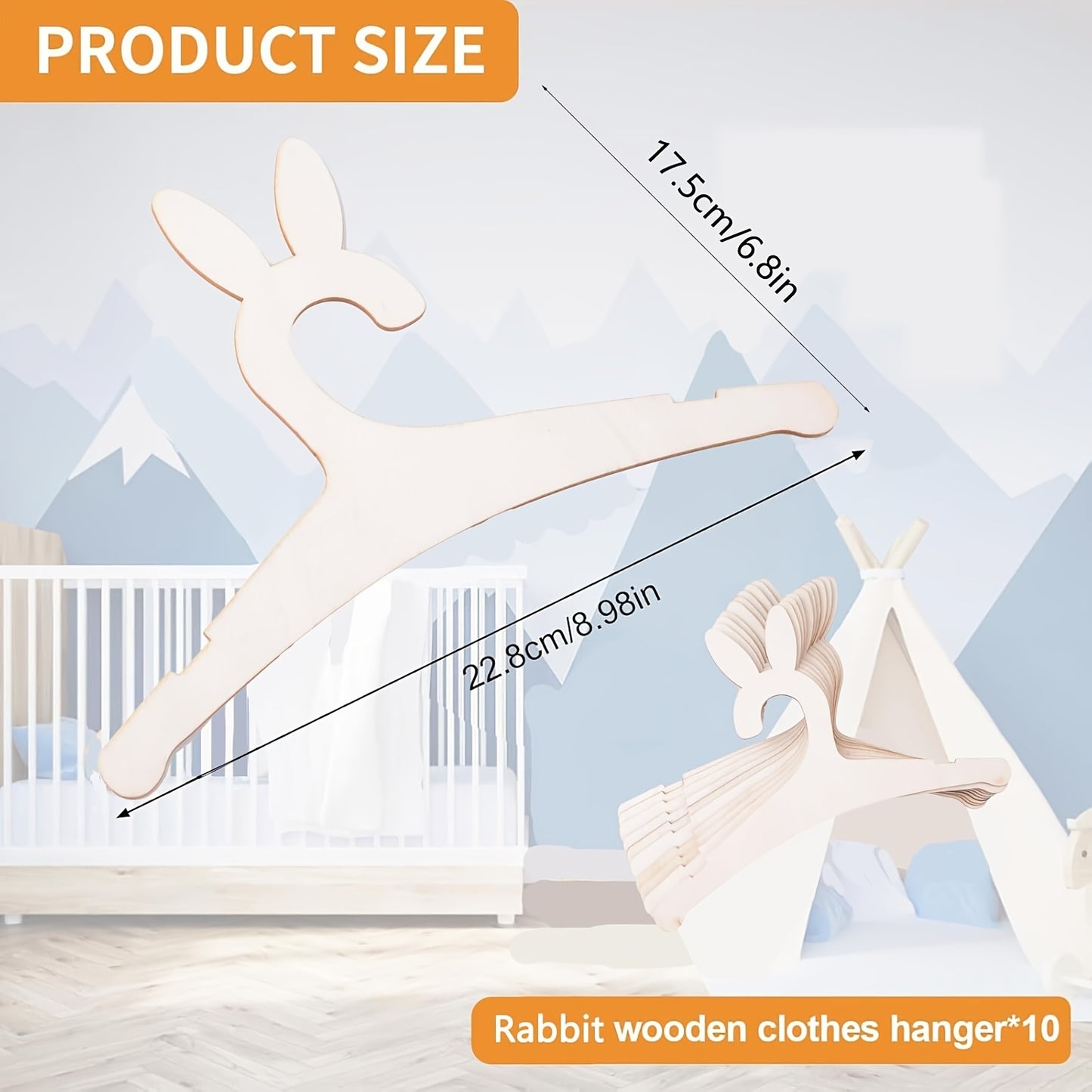 Tiny Treasures: 10-Pack Wooden Baby Hangers for Closet