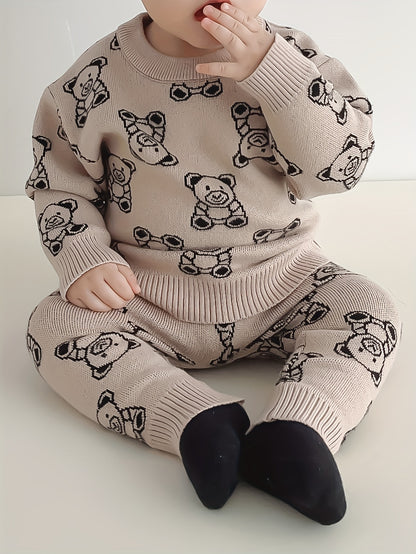 Bear-Y Cute Adorable Baby Set With Bear Print Shirt Pants